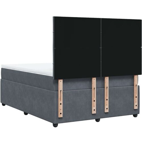 VidaXL Krevet s oprugama i madracem tamnosivi 140x190 cm bar&amp;scaron;unasti Slike