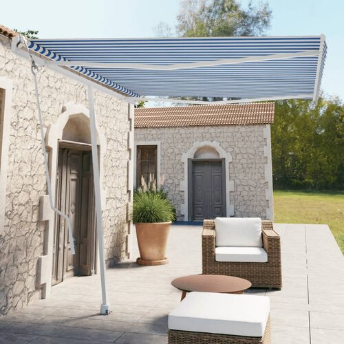 vidaXL Prostostoječa avtomatska tenda 300x250 cm modra/bela Cene