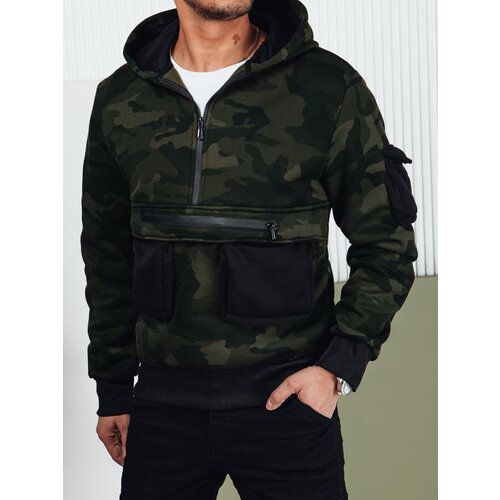 DStreet Bluza męska moro z kapturem zielona Slike