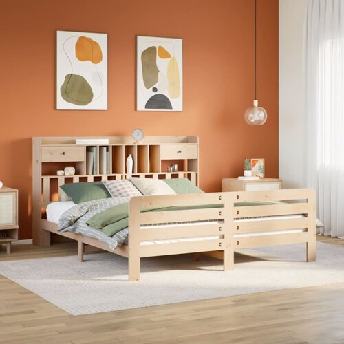 vidaXL Knjižna postelja brez vzmetnice 200x200 cm trdna borovina Cene