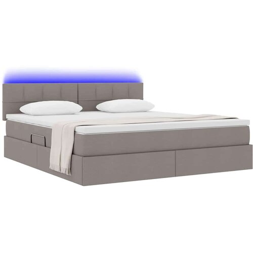  Krevet S LED lampica s pohranom Sivo-smeđa 180 x 200 cm tkanina Slike