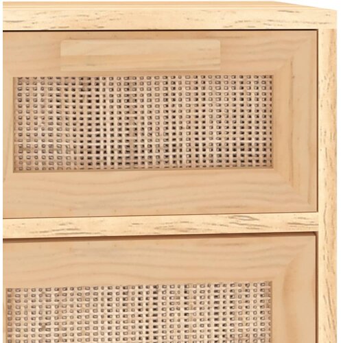  Komoda smeđa 60x30x75 cm masivna borovina i prirodni ratan Slike