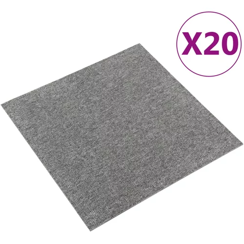 vidaXL Podne pločice s tepihom 20 kom 5 m² 50 x 50 cm sive