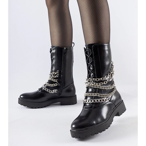 Gemre Black insulated ankle boots with chain Carroll Cene