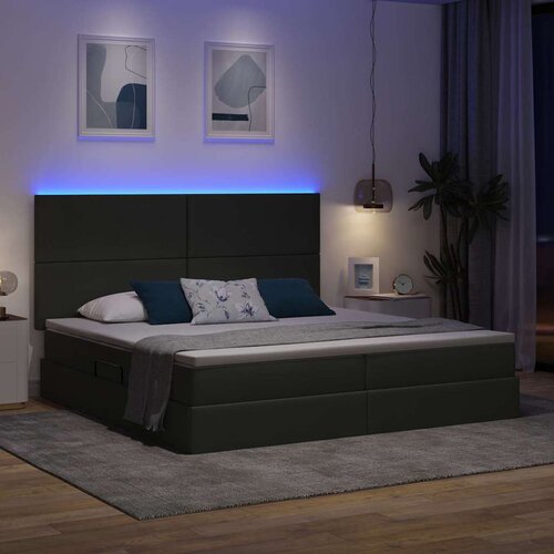  LED krevet za pohranu s madracem Tamnosiva 200 x 200 cm Tkanina 204 x 200 x 128 cm Slike