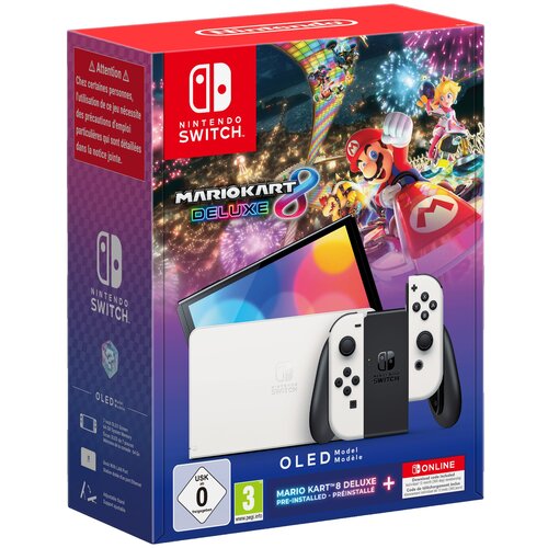 Nintendo konzola switch oled (white joy-con) + mario kart 8 deluxe + 12 months online Slike