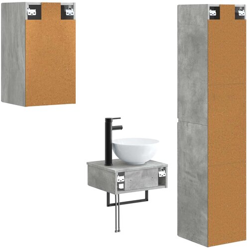  Set namje&amp;scaron;taja za kupaonicu 3 kom. Betonska siva 33 x 34,5 x 160 cm Slike