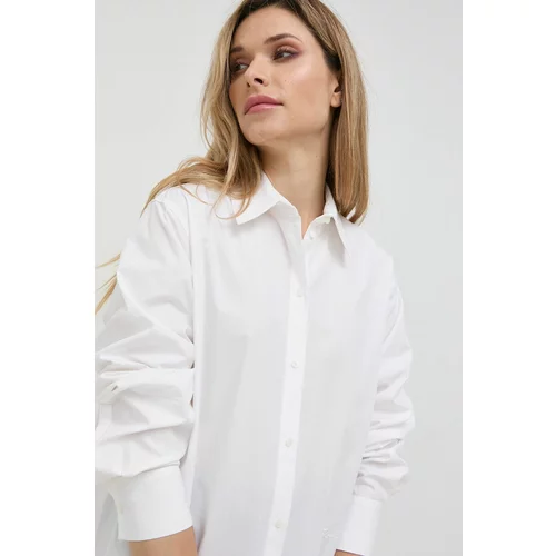 Karl Lagerfeld Pamučna košulja za žene, boja: bijela, relaxed, s klasičnim ovratnikom