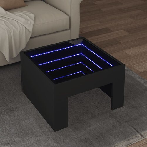 vidaXL Klubska mizica z neskončnimi LED črna 50x50x30 cm Cene