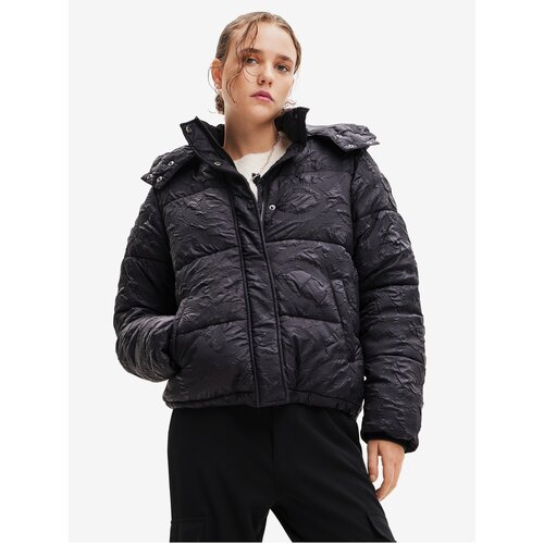 Desigual Black Ladies Winter Quilted Jacket Calgary - Women Cene