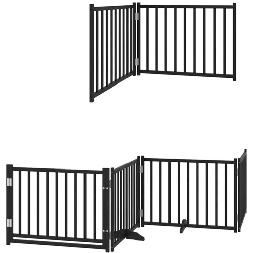  Vrata za pse s vrata&amp;scaron;cima 12 panela sklopiva 960 cm drvo topole Crna 80 x 60 x 2 cm Slike