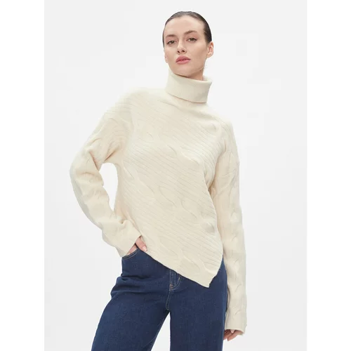 Calvin Klein Pulover Asymetric Modern Cable Sweater K20K206016 Bež Regular Fit