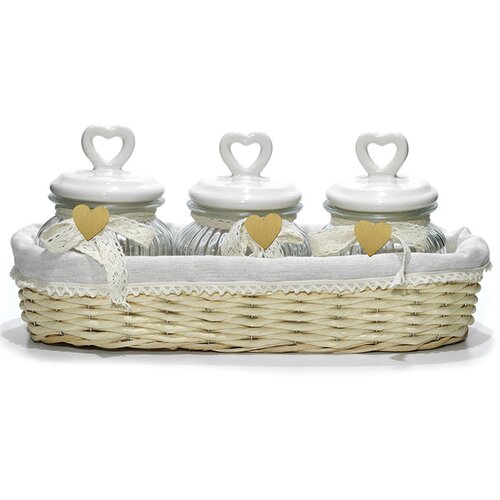Gusto Casa Set doza s pokrovom Srce Ces 550ml / 3 kos / steklo, keramika, (21318177) Slike