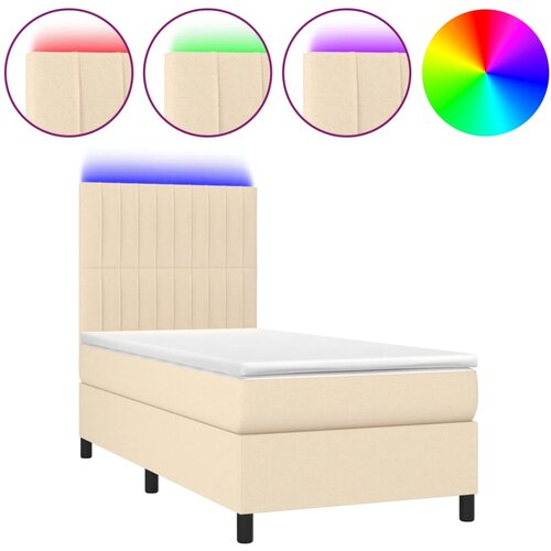 Maison Chic Box spring postelja - Vzmetna postelja z vzmetnico LED krem 90x200 cm blago SL22288, (21890861) Slike