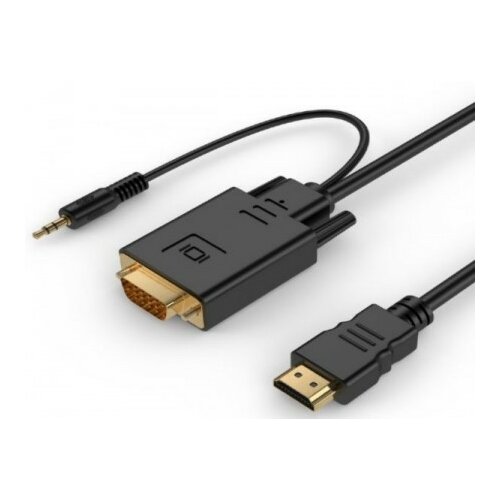 Gembird HDMI to VGA and audio adapter cable, single port, 1,8m, black A-HDMI-VGA-03-6 Cene