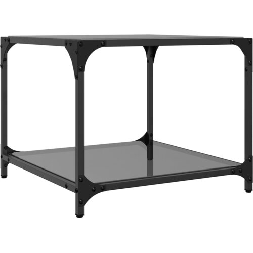  Stolići za kavu s crnim staklenim vrhom 2 kom 50x50x40 cm čelik Slike