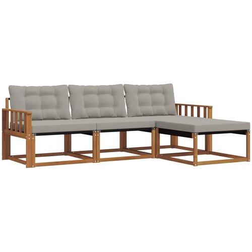  Set vanjskih sofa 4 kom. Prirodna i svjetlosiva Smeđa 249,5 x 162,5 x 73 cm Slike