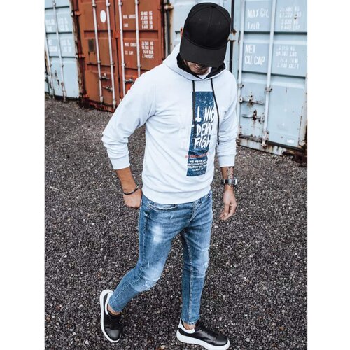 DStreet Light gray BX5402 printed sweatshirt Slike
