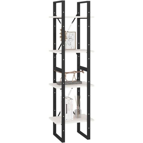 VidaXL Knjižna omara 4-nadstropna bela 40x30x140 cm trdna borovina Slike
