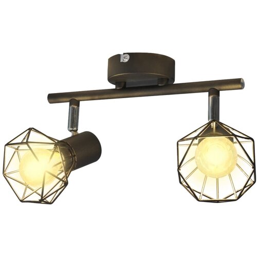 VidaXL Žični Reflektor v Industrijskem Stilu Črne Barve z 2 LED Žarnicama Slike