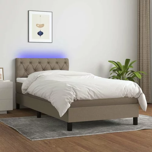  Box spring postelja z vzmetnico LED taupe 80x200 cm blago, (20899709)