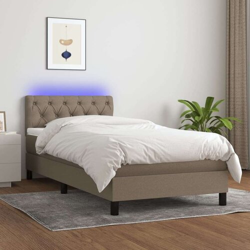  Krevet box spring s madracem LED smeđesivi 80 x 200 cm tkanina Slike