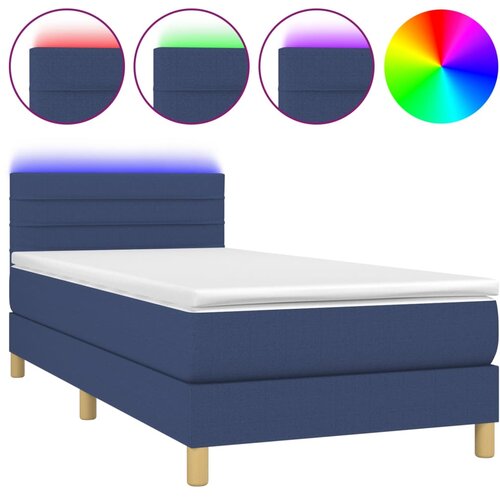  box spring s madracem LED plavi 80 x 200 cm od tkanine Slike
