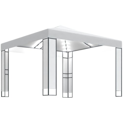 vidaXL Paviljon z dvojno streho in LED lučkami 3x3 m bel Cene