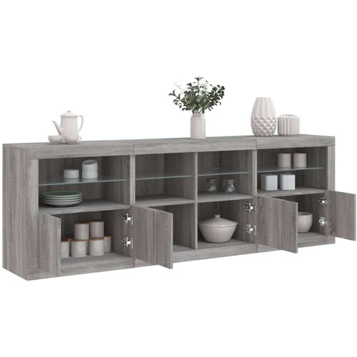  Komoda z LED lučkami siva sonoma 202x37x67 cm Cene