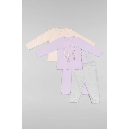 Zippy Otroška bombažna pižama vijolična barva