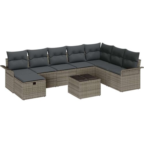 vidaXL set od 9 dijelova vrtnog kauča s jastucima siva poly rattan Cijene