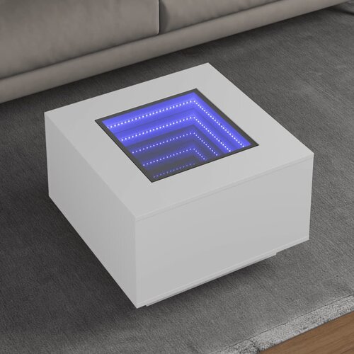  Stolić za kavu s LED bijeli 60x60x40 cm od konstruiranog drva Cene