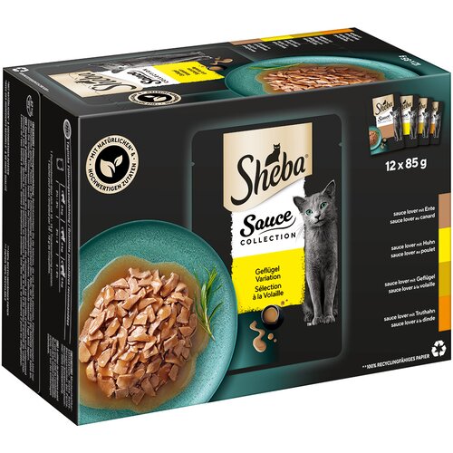  96 x 85 g Sheba različice v vrečkah po ugodni ceni - Sauce Collection (raca, pi&scaron;čanec, perutnina, puran) Cijene
