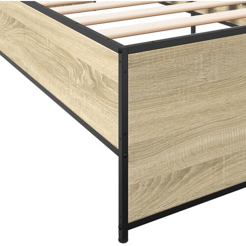  Okvir za krevet boja hrasta 100x200cm konstruirano drvo i metal Smeđa 100 x 200 cm Slike
