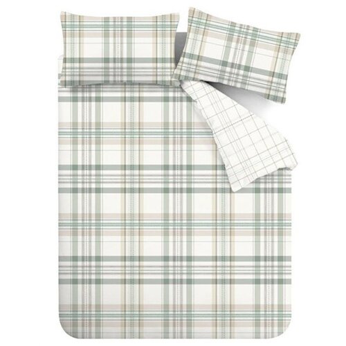 Catherine Lansfield Zelena 3-dijelna posteljina za bračni krevet 200x200 cm Cartmel Check &ndash; Cijene