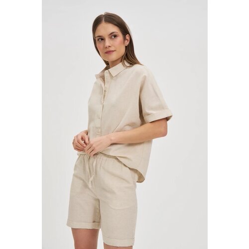 Marisse Beige Cotton And Linen Shirt Cene
