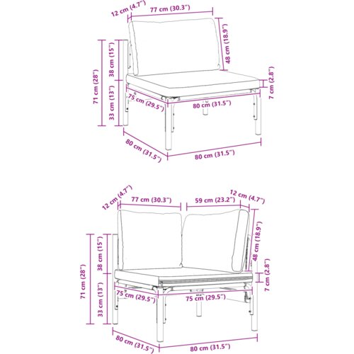vidaXL Vrtna sedežna garnitura 10 pcs Antracitna Jeklo Cene