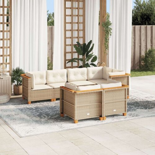 VidaXL 7-dijelni set vrtnih sofa od poliratana s jastucima bež Slike