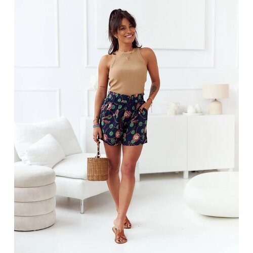 Gemre Navy women&amp;#039;s shorts with Mayana print Slike