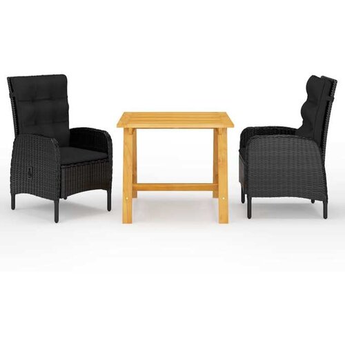  3-dijelni vrtni blagovaonski set crni Cijene