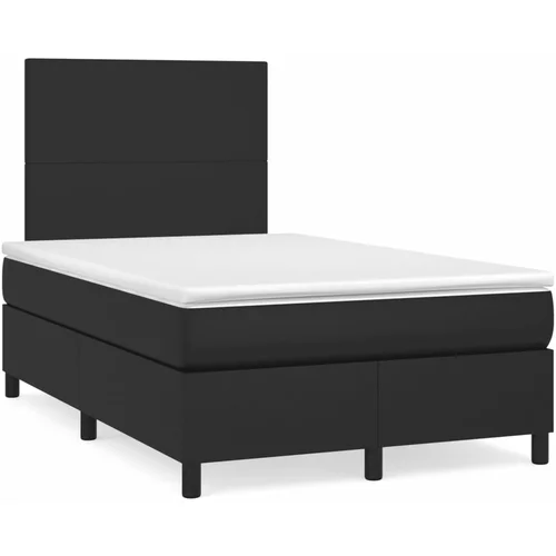 vidaXL Box spring postelja z vzmetnico LED črna 120x190 cm um. usnje