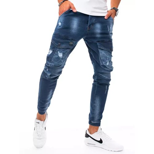 DStreet Spodnie męskie jeansowe typu boj&amp;oacute;wki niebieskie Slike