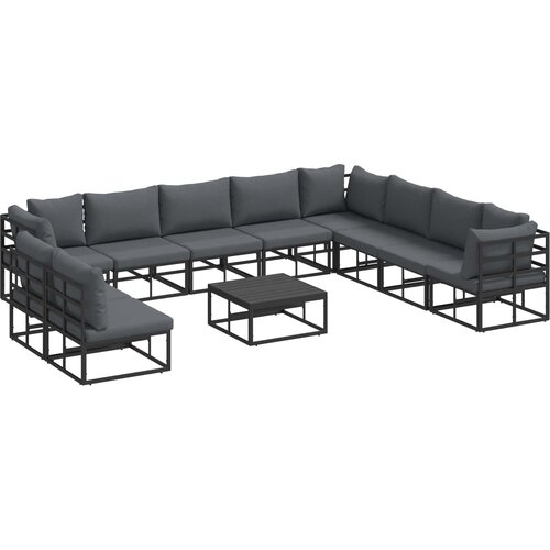  Sjedeća garnitura za vrt s jastukom 11 pcs Crna Aluminij Slike