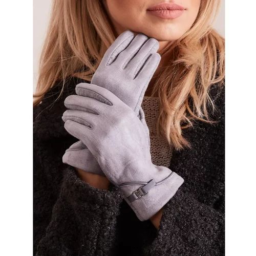 Fashion Hunters Elegant gray gloves for women