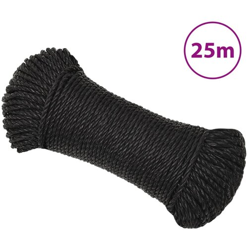 VidaXL Radno uže crni 3 mm 25 m od polipropilena Slike