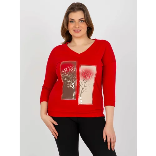 Fashion Hunters Red blouse plus sizes for everyday printing