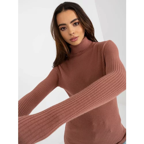 Fashion Hunters Dusty pink ribbed turtleneck sweater