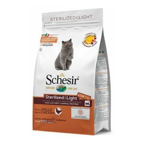 Cat Schesir Dry Cat Sterilized and Light Piletina 1.5kg Slike