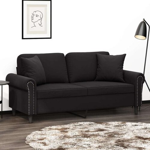 VidaXL Dvosjed s ukrasnim jastucima crni 140 cm bar&amp;scaron;unasti Slike