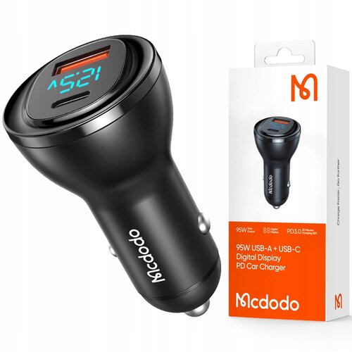 McDodo MOČAN HITER AVTO POLNILEC METER 2X USB USB-C 95W VODIL, (21748272) Cene